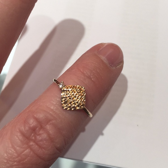 Suzanne Kalan 14k rose hammered diamond ring - Picture 4 of 6